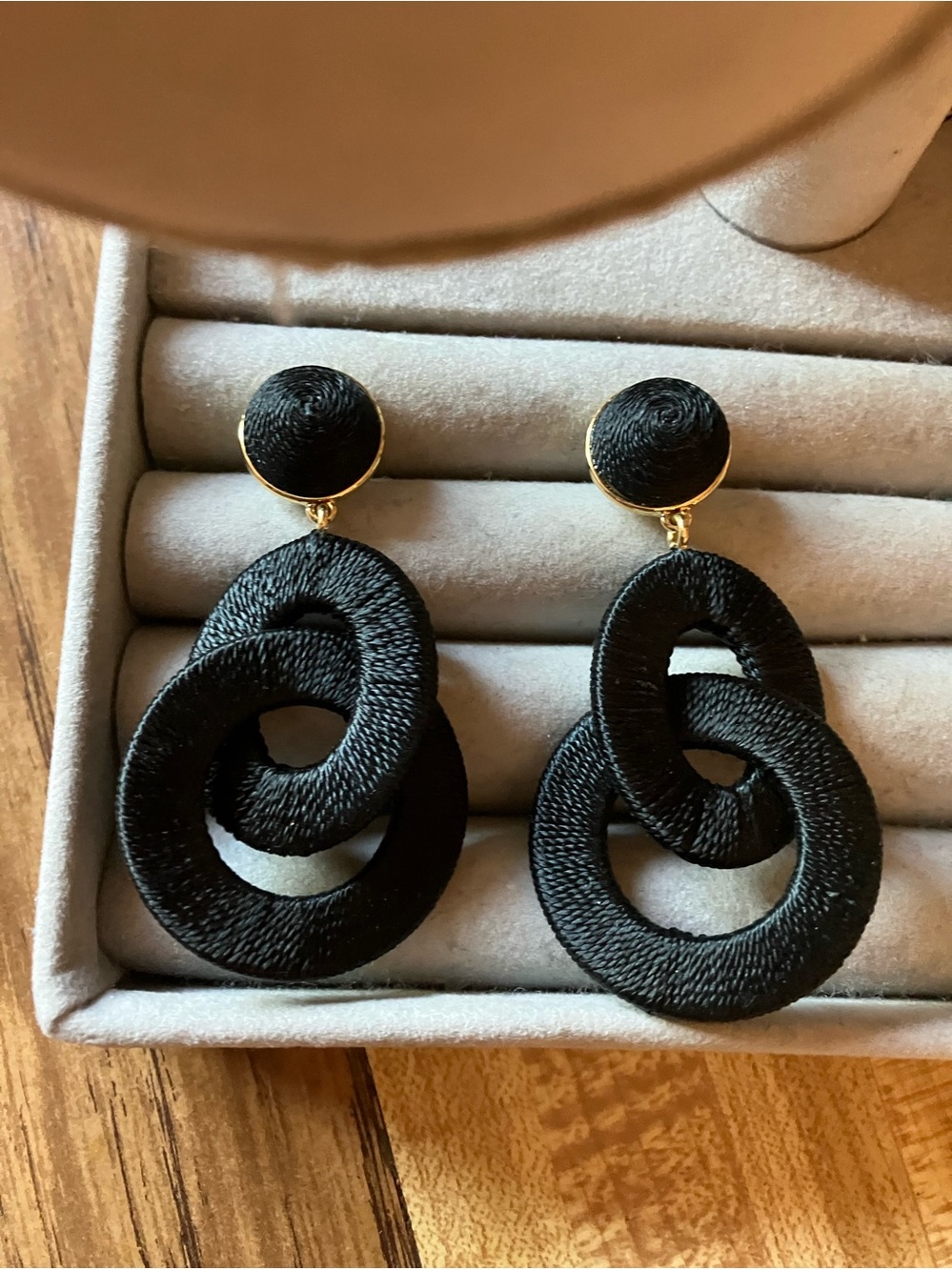 🌸J. Crew Black Statement Double Loop Drop Earrings